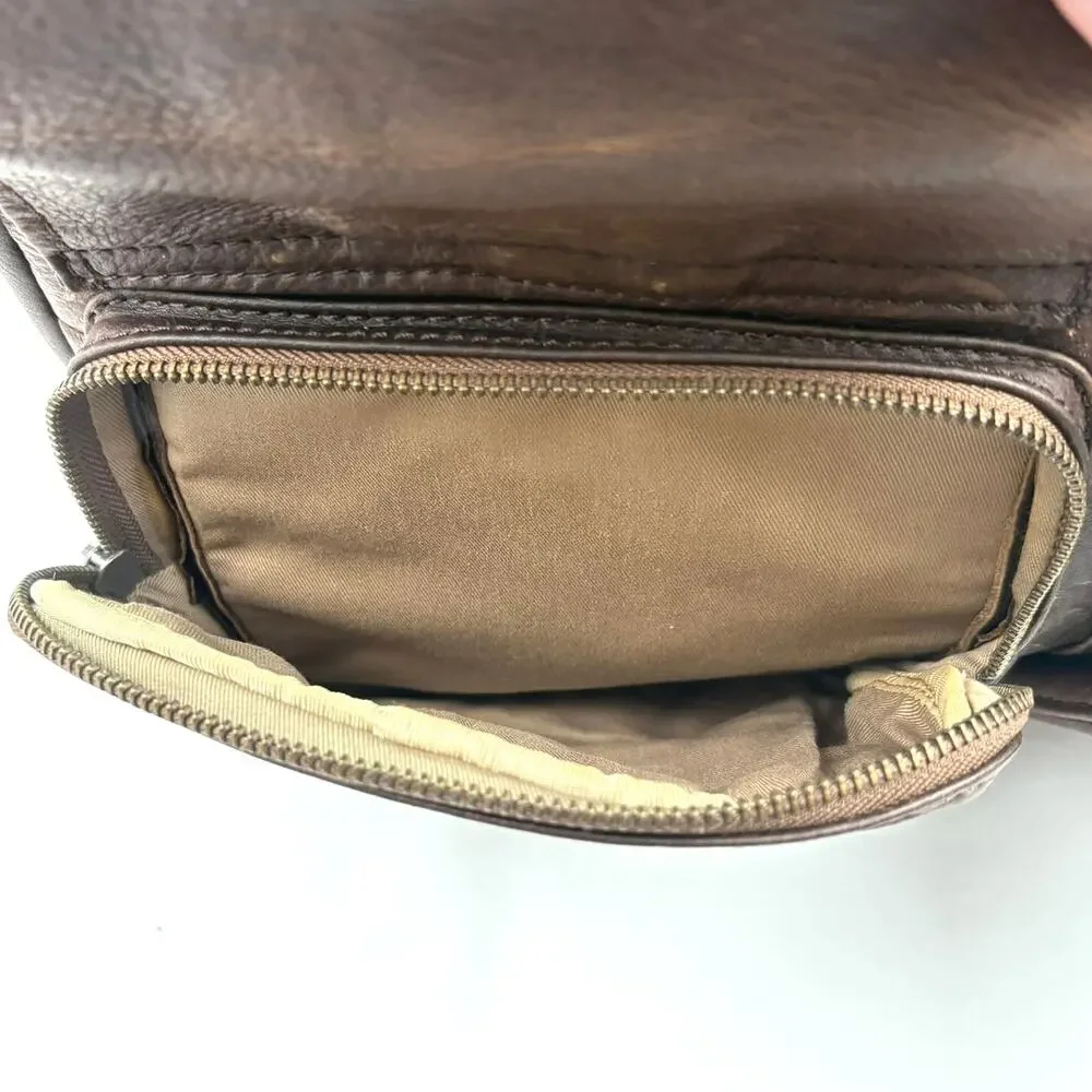 L.L.Bean Brown Leather Messenger Briefcase Laptop Bag Workwear Utility Carryall